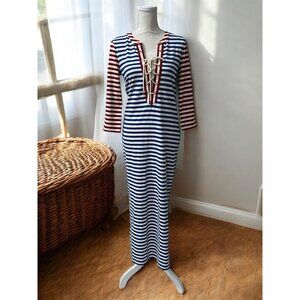 J‎ Crew Sammie Striped Sailor Sporty Preppy Lace-Up Maxi Dress Size XS
